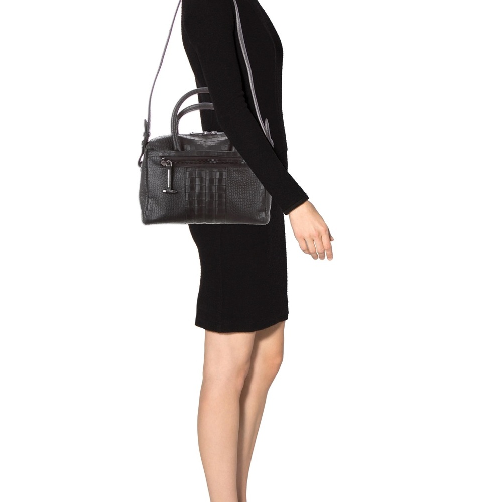 Allsaints Rally Bowling Bag in Black Crackle Leather BNWT Wallet